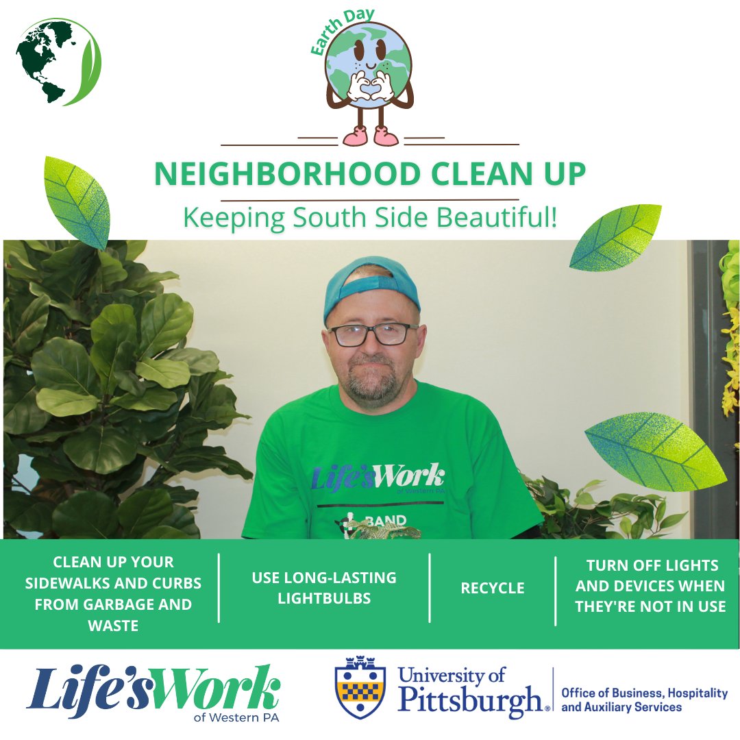 LifesWorkWPA's tweet image. In celebration of Earth Day 🌍 this weekend, Our clients are joined by volunteers from the @PittTweet! A HUGE thank you goes out to Pitt for joining us in purifying SouthSide by picking up garbage and waste on the sidewalks and curbs. 

#Earthday #LifesWork #Pitt