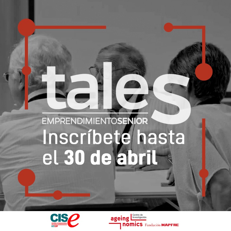 FM_Ageingnomics's tweet photo. ¿Eres mayor de 50 años y estás replanteándote tu futuro laboral? Ahora puedes participar en el programa TaleS, la primera red interuniversitaria de emprendedores sénior en España promovida por #Ageingnomics y @emprendecise.

¡Reserva ya tu plaza!