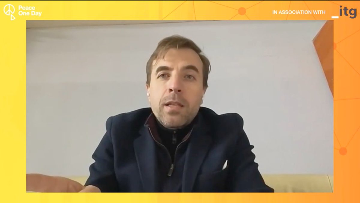 PeaceOneDay's tweet photo. Kicking of our show, here is Dr. Andrii Dligach being interviewed by Jeremy Gilley Keep watching for more during AI to Peace 2023. https://t.co/40xhyydnIl