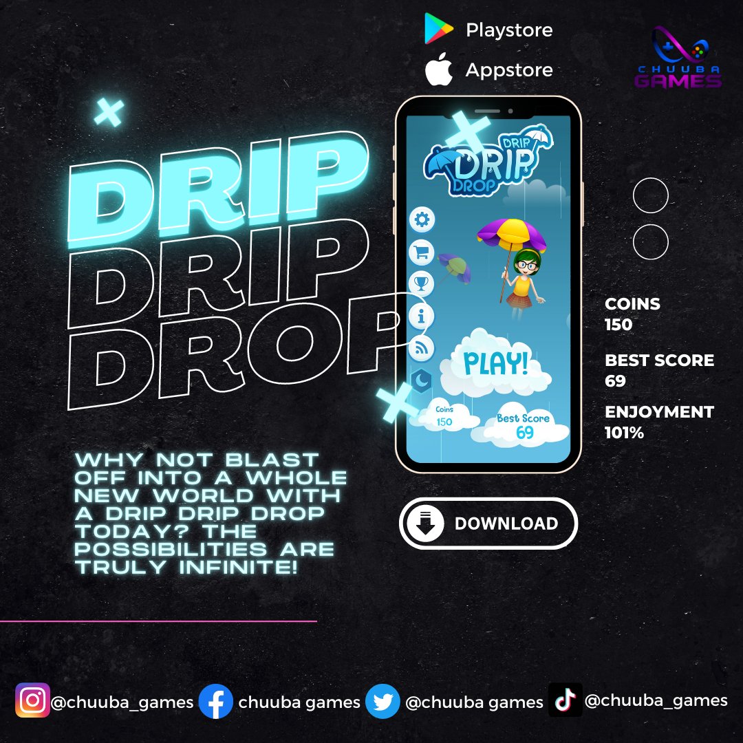 chuuba_games's tweet image. Why not blast off into a whole new world with a Drip Drip Drop today? The possibilities are truly infinite! 

#games #mobilegames #addictivegames #chuubagames