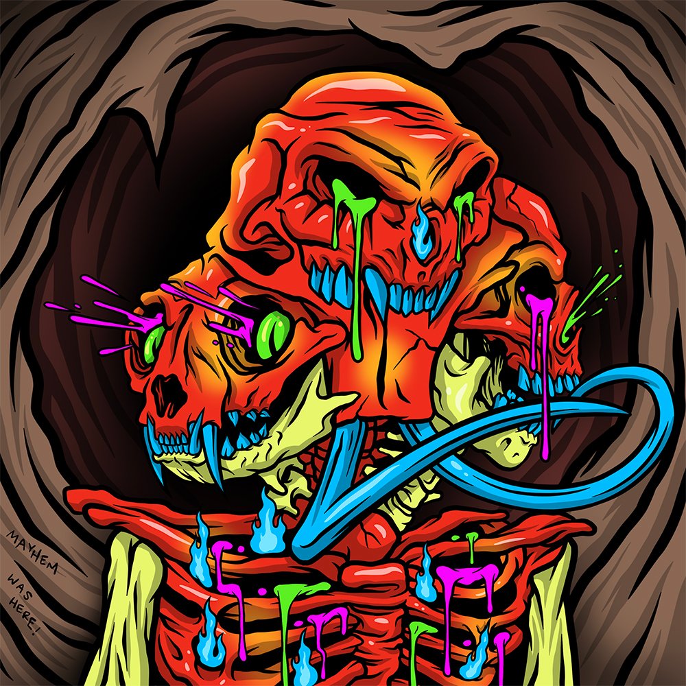 Introducing the villain of this story...

🔥🔥🔥 Mr. Mayhem 🔥🔥🔥

He is still up for grabs as he has not been minted yet.

What role will he play?

#SkullsofMayhem #SOM #ToxicMayhem #ToxicSkullsClub #LEGENDARY