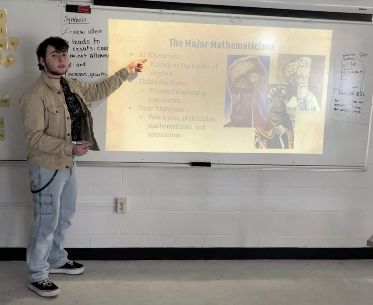 WinstonPrepLI's tweet photo. Presenting the origins of algebra in medieval Muslim culture during history class. #winstonprep #wpsli #education #history #historyclass #privateschool #longisland https://t.co/4UP53JfVDL