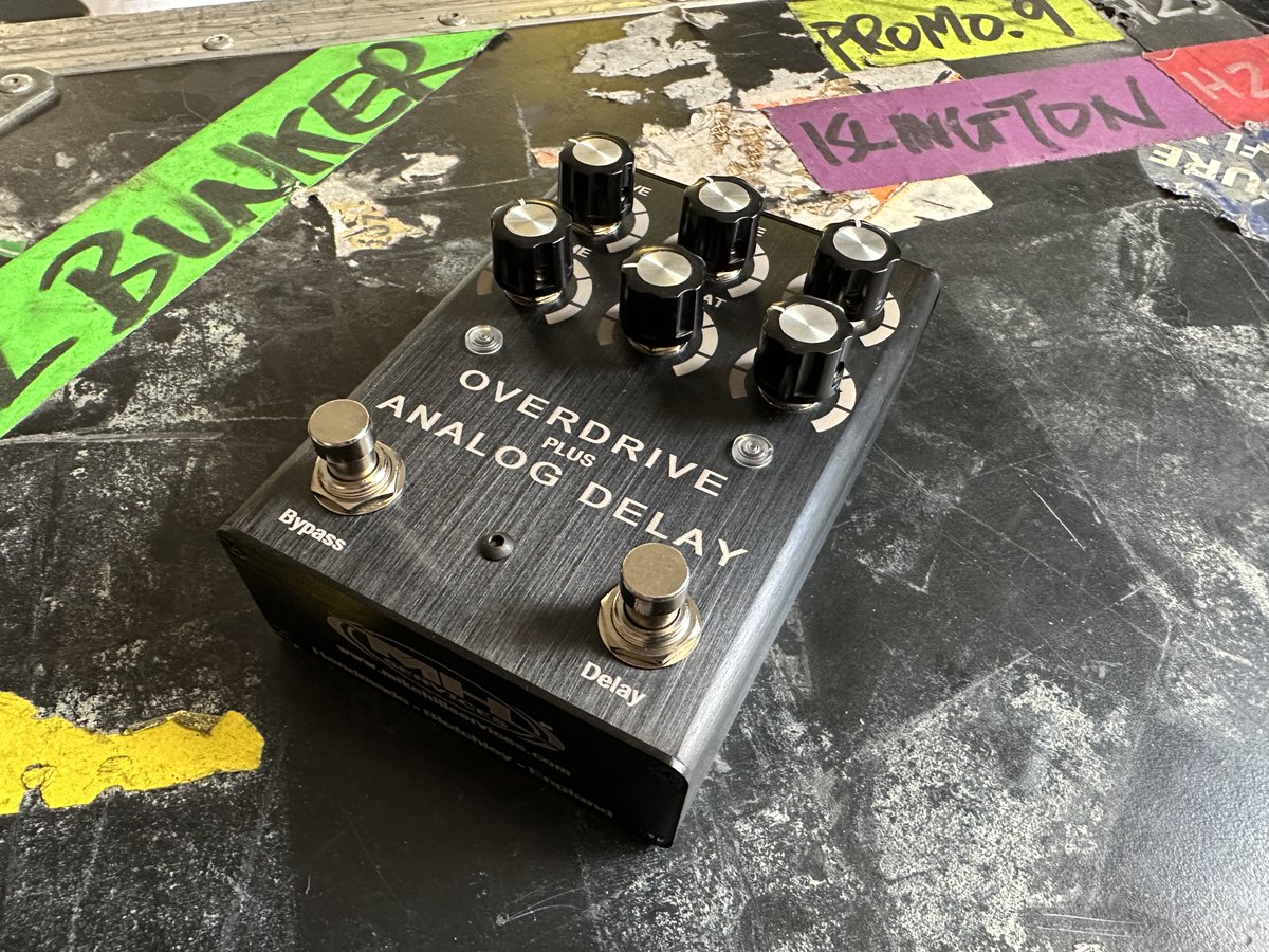 MikehillMhs's tweet photo. Today we launch our new look MH Overdrive + Analog Delay pedal. Designed by Mike Hill and handmade by us including the new laser etched graphics. To celebrate the launch we are offering 12.5% discount, use code OD-DELAY at the checkout. Please have a look. https://t.co/ffHgs60o71 https://t.co/mRcTGPVgSG