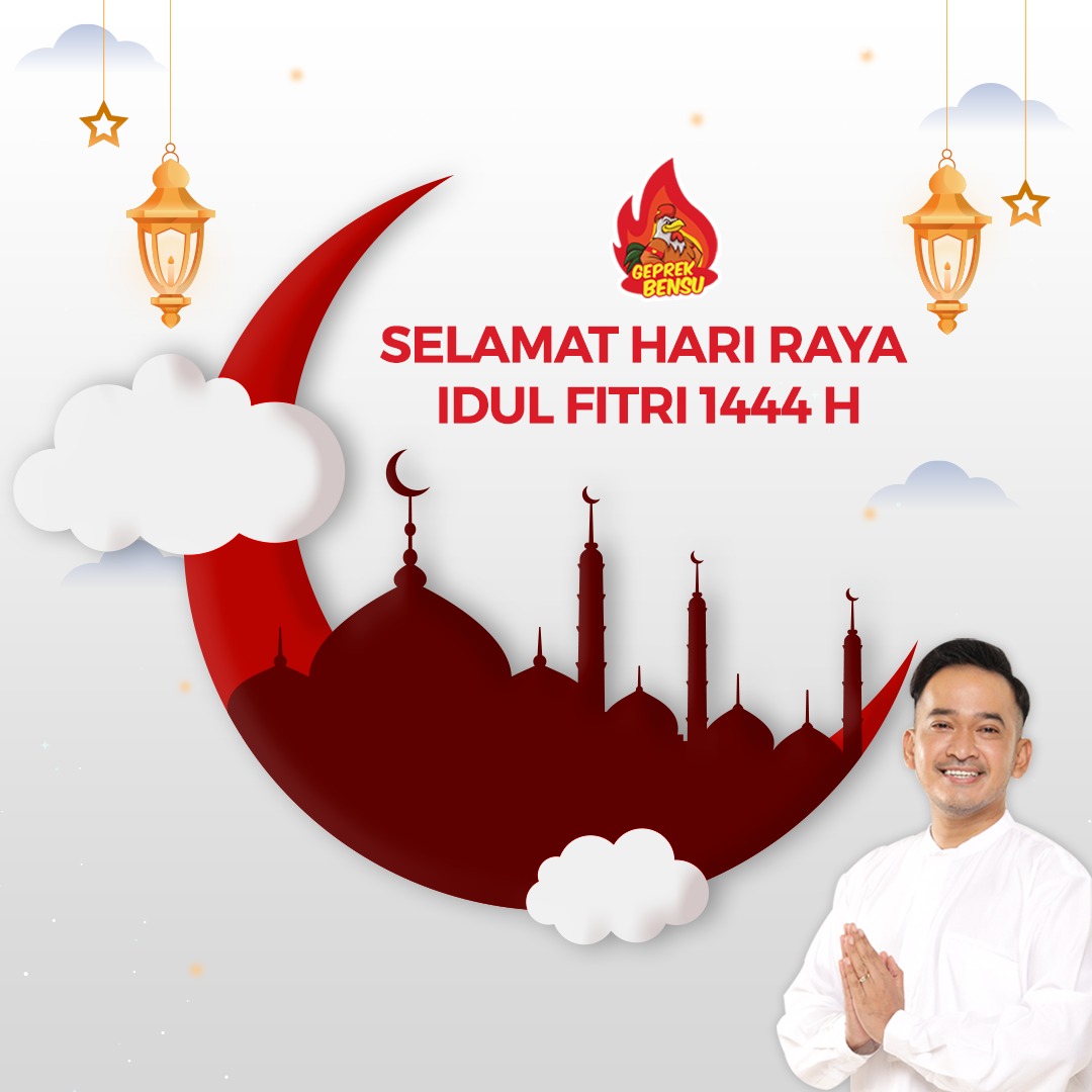 Geprek Bensu mengucapkan Selamat Hari Raya Idul Fitri  1 Syawal 1444 H.

Minal Aidin Walfaizin
Mohon Maaf Lahir &amp; Batin🙏✨
.
#geprekbensu #Idulfitri #Lebaran #1444H #opp #onsupanganperkasa