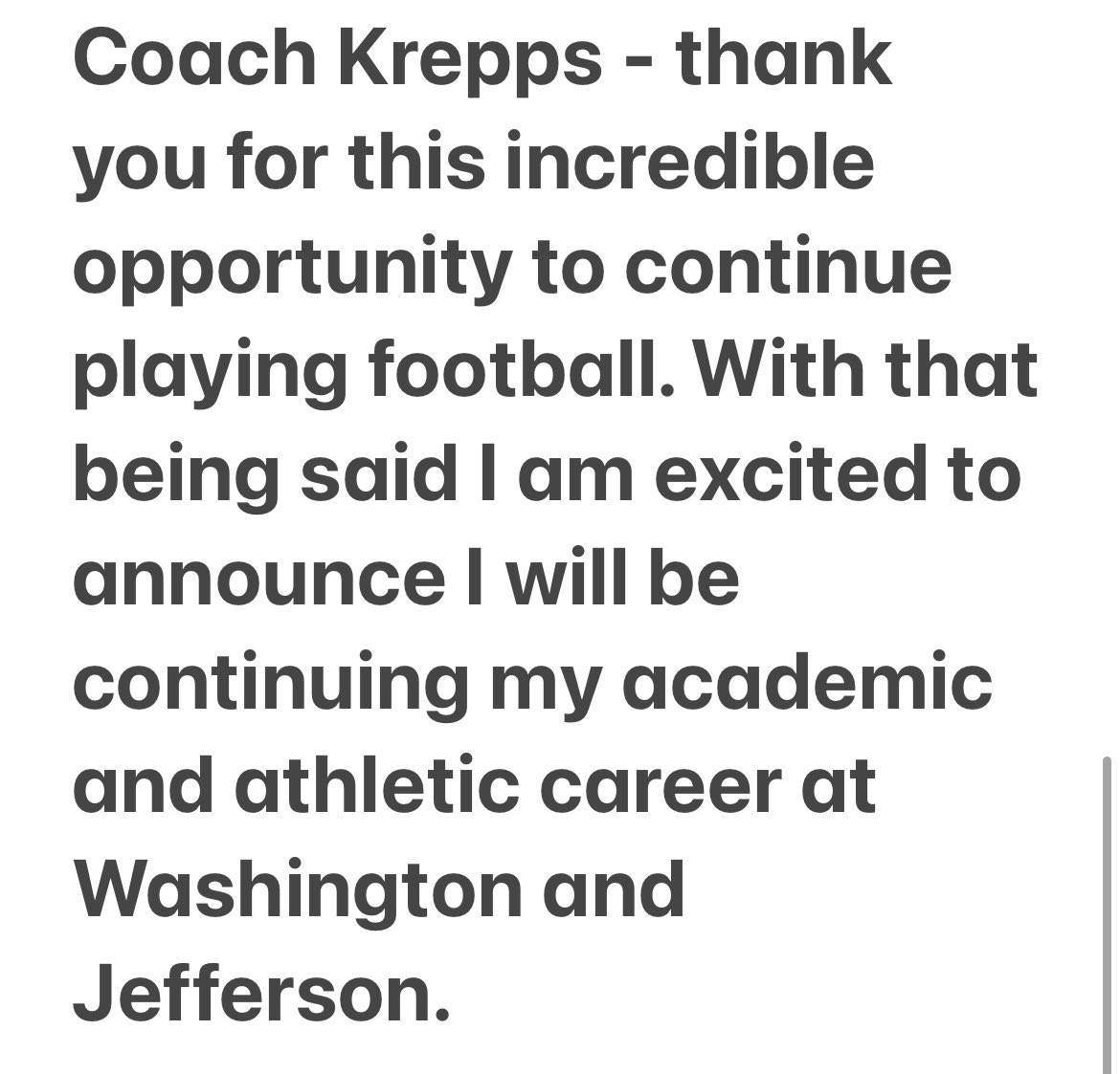 Committed!!! Thankful for this opportunity to play football at Washington &amp; Jefferson! <a href="/Coach_Sirianni/">Coach Mike Sirianni</a> <a href="/CoachKrepps/">Aaron Krepps</a> <a href="/WJFootball/">W&J Football</a>