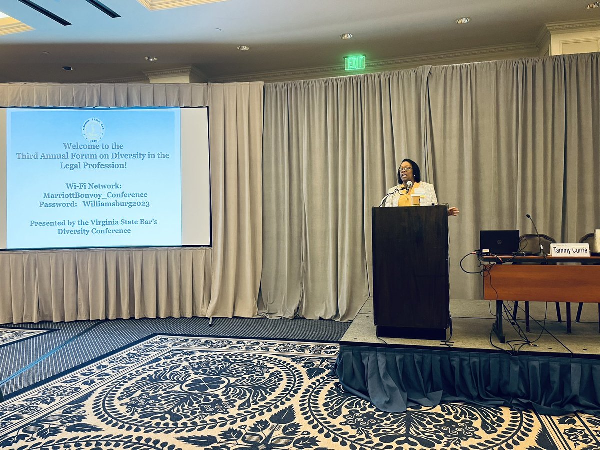 VAStateBar's tweet photo. The VSB Diversity Conference begins the 3rd Annual Forum on Diversity with Appeals Court of Virginia Judge and past VSB President Doris Henderson Causey saying simply of inclusivity, “The more you have the better it is.” #DiversityandInclusion #virginialaw #DEI https://t.co/AFfUtA5HsZ