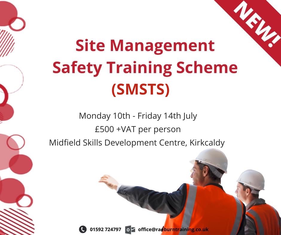 RaeburnTraining's tweet photo. We have an #SMSTS course running from the 10th-14th July in #Kirkcaldy! 

Book online at https://t.co/CIgJhfEsVM or call 01592 724797

#sitesafetyplus #constructiontraining #healthandsafety https://t.co/xljF4jKyL6