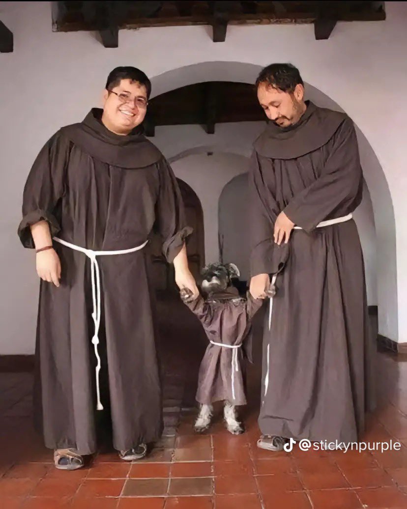 byungerking's tweet photo. o cachorrinho que pareceu num monastério na Bolívia e foi adotado pelos monges e colocaram o nome dele de “frade bigodão” https://t.co/1LkPsoRLD4