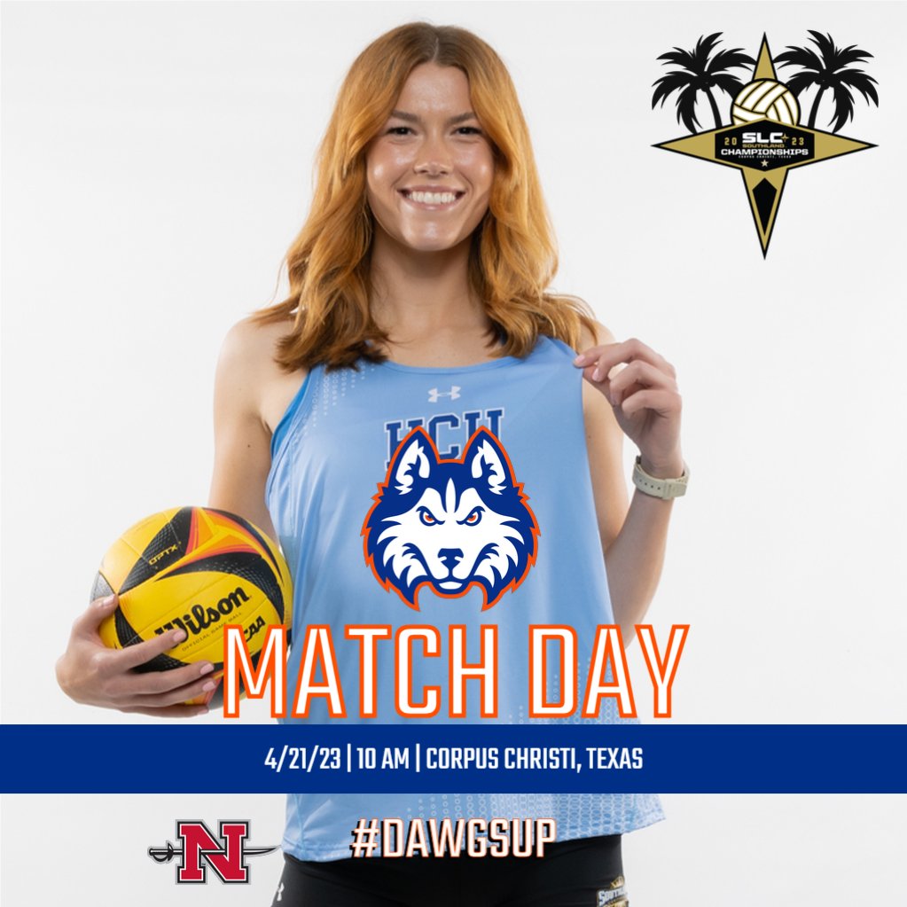 HCUAthletics's tweet photo. It's Match Day! @HuskiesBeach aims for its 2nd Southland Conference Championship in the last 3 years with dual 1 set for 10 am today against Nicholls at the SLC Beach Championship! #DawgsUp https://t.co/CNI8ViBCuK