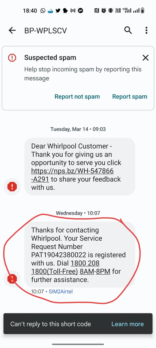shafatkarim's tweet photo. @whirlpool_india 
I have put service request on Wednesday, till now the service person doesn't entertain.... tomorrow is Eid...
I am very disappointed https://t.co/XjGpQ8AnM1