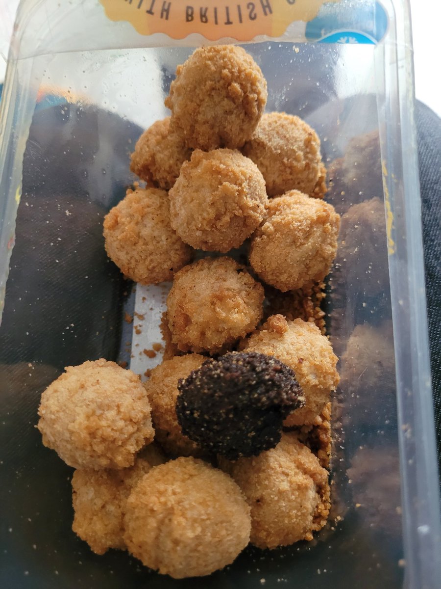 zztots's tweet photo. Not entirely convinced I want to eat this chicken bite @sainsburys https://t.co/7RGigMrK6W