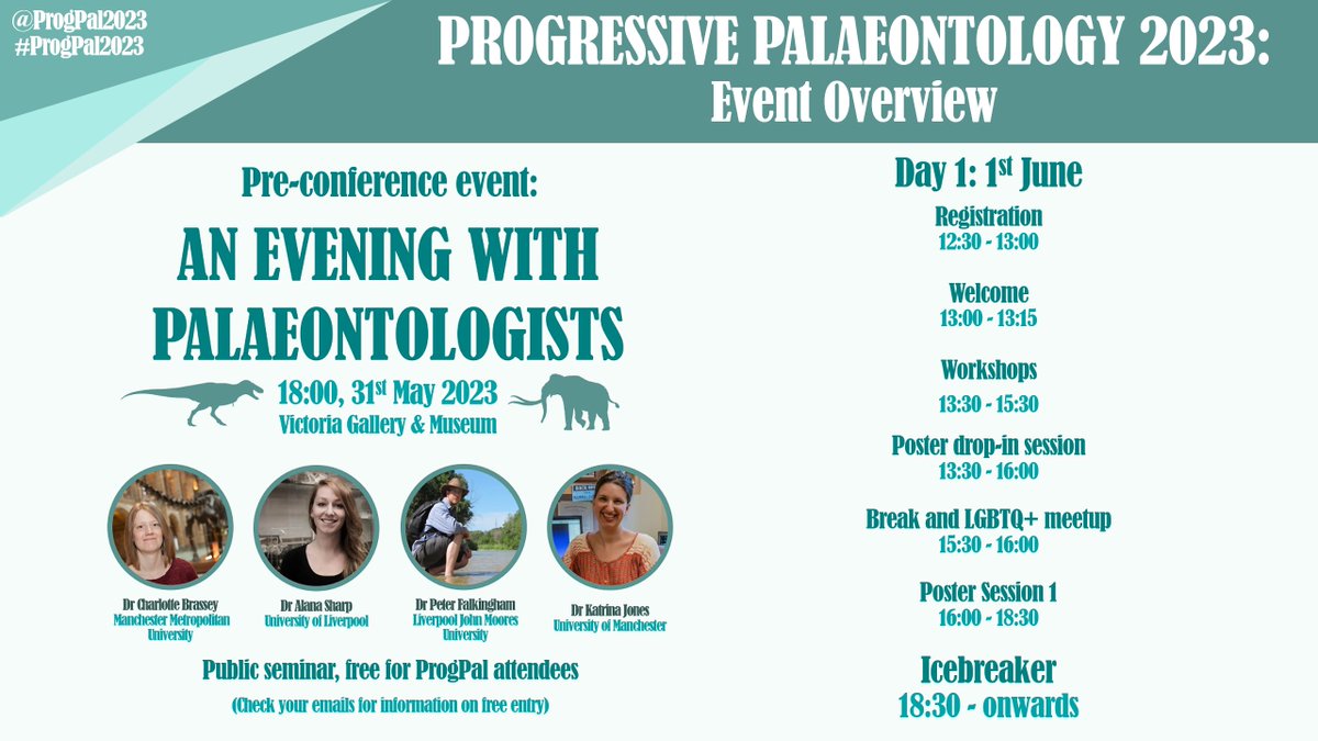 ProgPal2023's tweet image. Everything you need to know about the Progressive Palaeontology 2023 conference in one handy tweet!

A full programme will be sent to attendees after registration has closed.