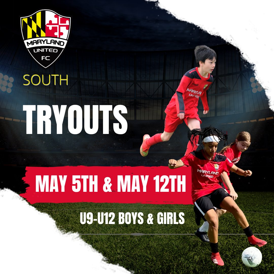 Maryland_United's tweet photo. Don't forget to register for tryouts!

Tryouts are May 5th and May 12th for U9-U12 boys and girls.

Click the link below for more information:

https://t.co/Aav1QUMCkH https://t.co/lb3QaEUl07