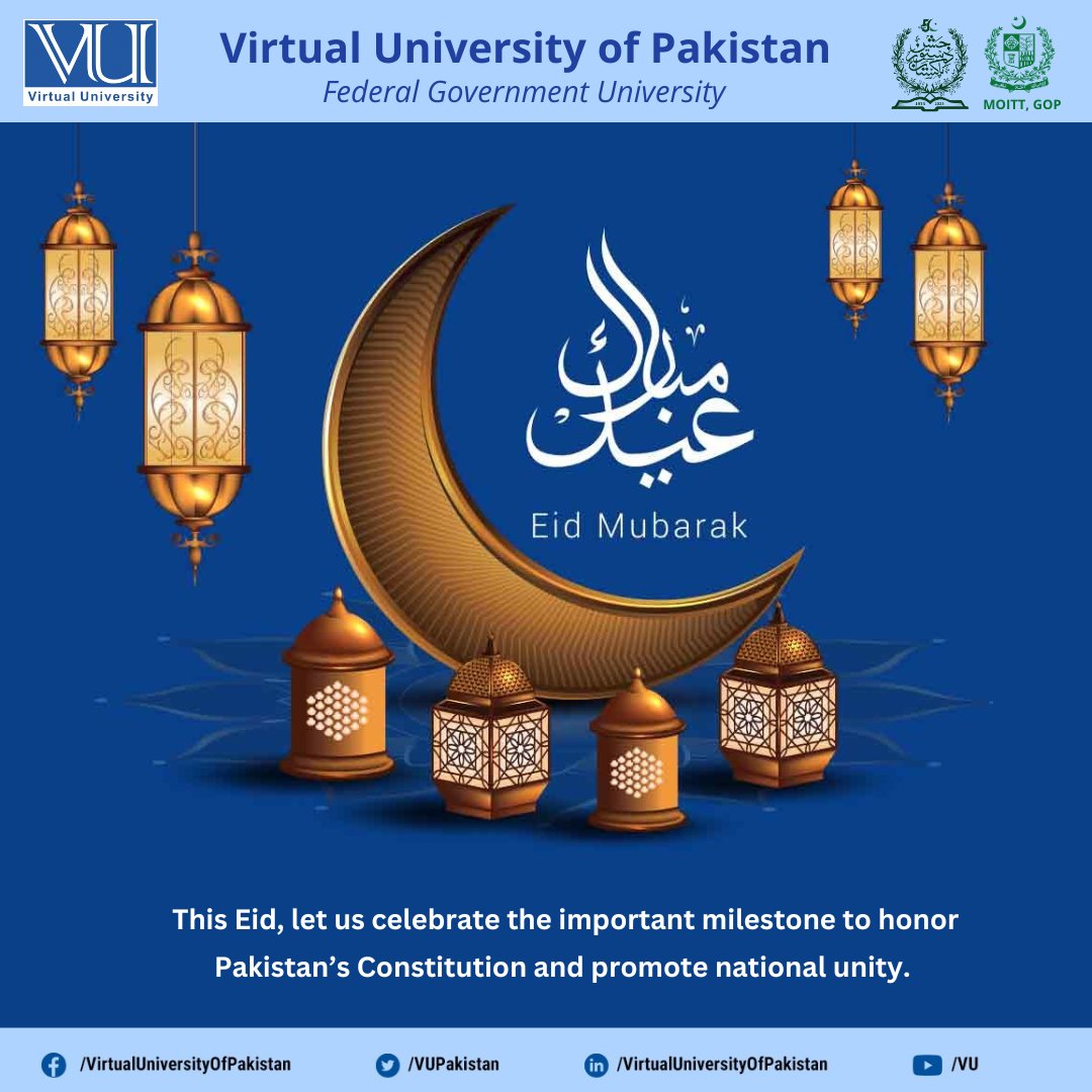 StudentsOfVU's tweet photo. May this Eid be the beginning of another successful year in your life. Eid Mubarak to you and your lovely family! https://t.co/431CEeagta