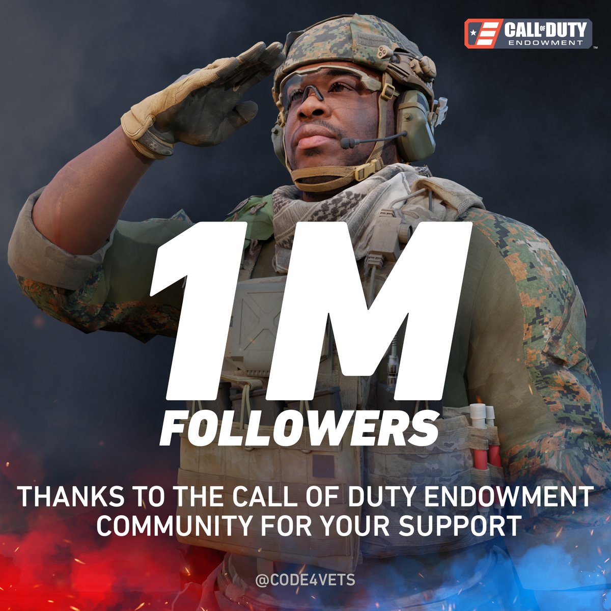FluffyBuckz's tweet photo. RT @CODE4Vets: We hit 1 million followers on social!
With the support of our community, we've been able to place over 118k #Veterans into high-quality jobs.
To help us celebrate, invite your friends to join our community. Tag them below! #1MSalute https://t.co/NChsttVcaA