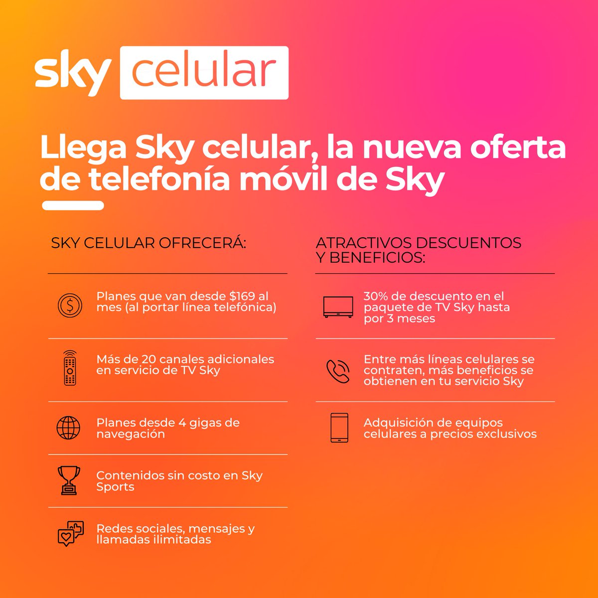 TelevisaPrensa's tweet photo. Planes desde $169 pesos, descuentos y beneficios es lo que te ofrece #SkyCelular 🤩📲
Conoce más ⬇️ https://t.co/5QKqKI5wen https://t.co/lMS2TmtKB5