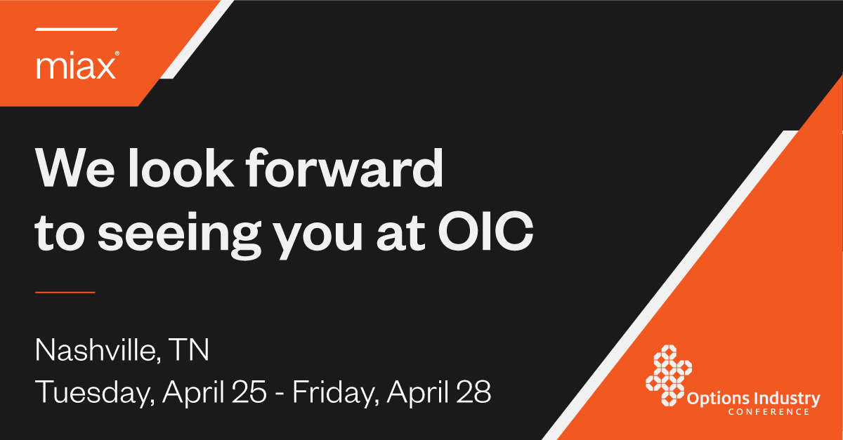 MIAXexchange's tweet photo. MIAX is a proud Platinum Sponsor of the 2023 @OptionsConf. We'll be there April 25-28 and look forward to seeing you next week! #OptionsConf2023 https://t.co/uCwK60pMhG