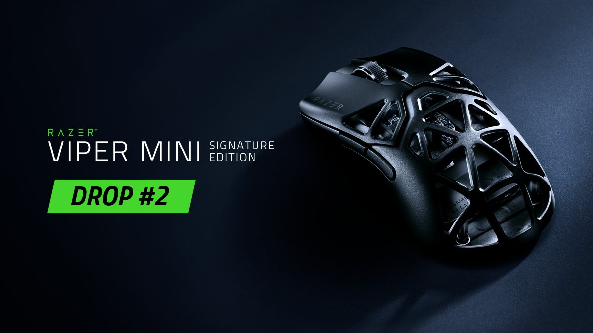 Razer's tweet photo. Drop #2 for the Razer Viper Mini Signature Edition is now LIVE! Arm yourself with a masterpiece that excels in both weight and performance: https://t.co/FzhboYw5Ba
#RazerSignature https://t.co/Xz3jYo2Upr