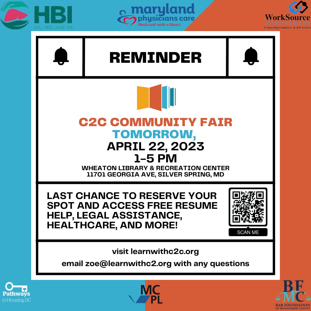 TOMORROW! Come to Wheaton Library &amp; Recreation Center for FREE resources and fun! Scan the QR code to reserve your spot