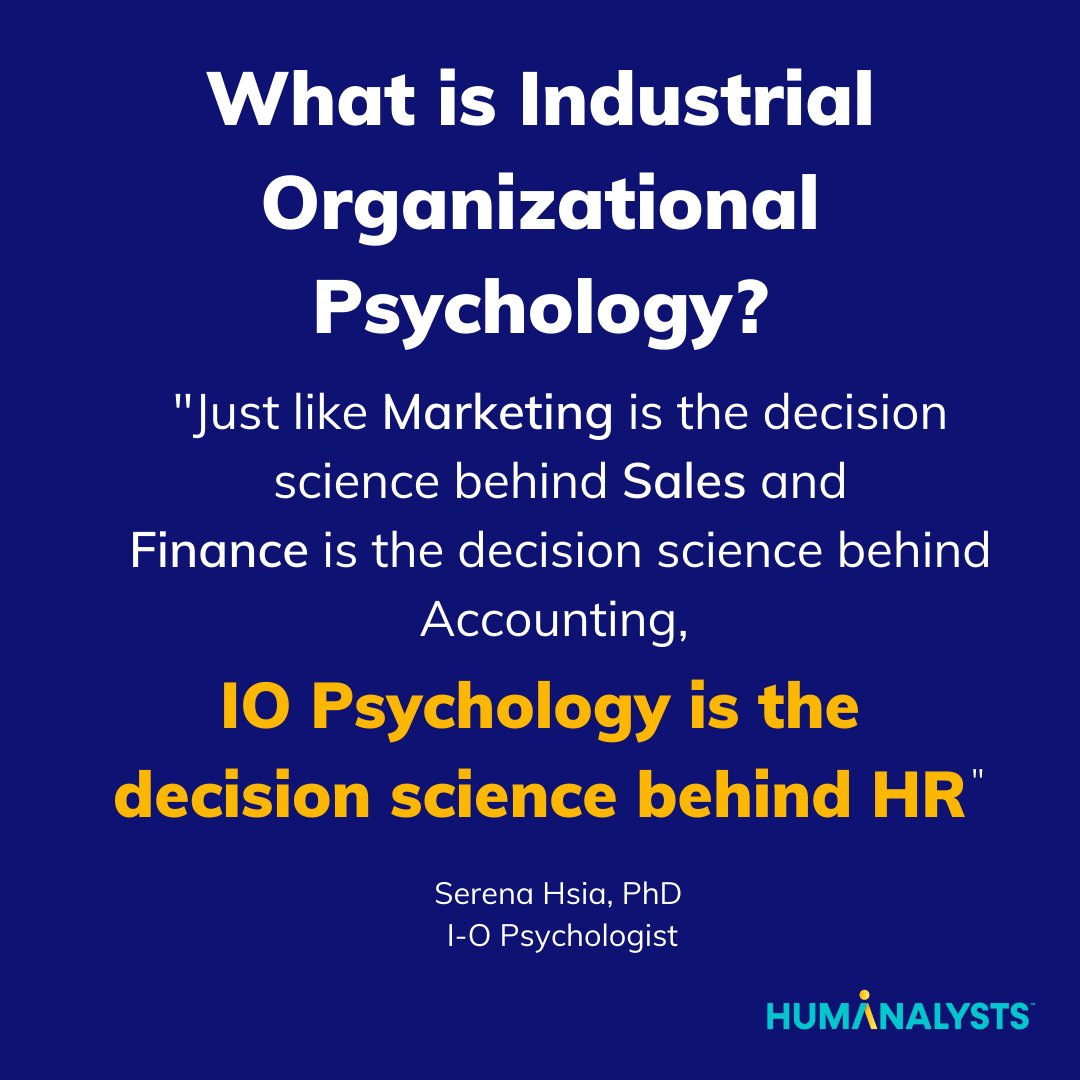 Nicole_DeKay's tweet photo. Hi. I'm an IO Psychologist. And we're really bad at branding. We've even written papers about how bad we are.
So I thought I'd ask some friends how they describe the field.
Here's one of my favorites from Serena Hsia, an IO Psychologist that I'm also lucky to call a friend. https://t.co/LCXijlt55u