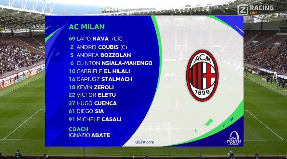 foet247europa's tweet photo. Hajduk Split XI: Buljan, Đolonga, Jurić-Petrašilo, Vušković, Hrgović, Pukštas, Kavelj, Skoko, Brajković, Vrcić, Antunović 

Milan XI: Nava, Casali, Coubiș, Nsiala-Makengo, Bozzolan, Stalmach, Eletu, Zeroli, Sia, Cuenca, El Hilali #UYL #HAJMIL https://t.co/5E4hxzWSek