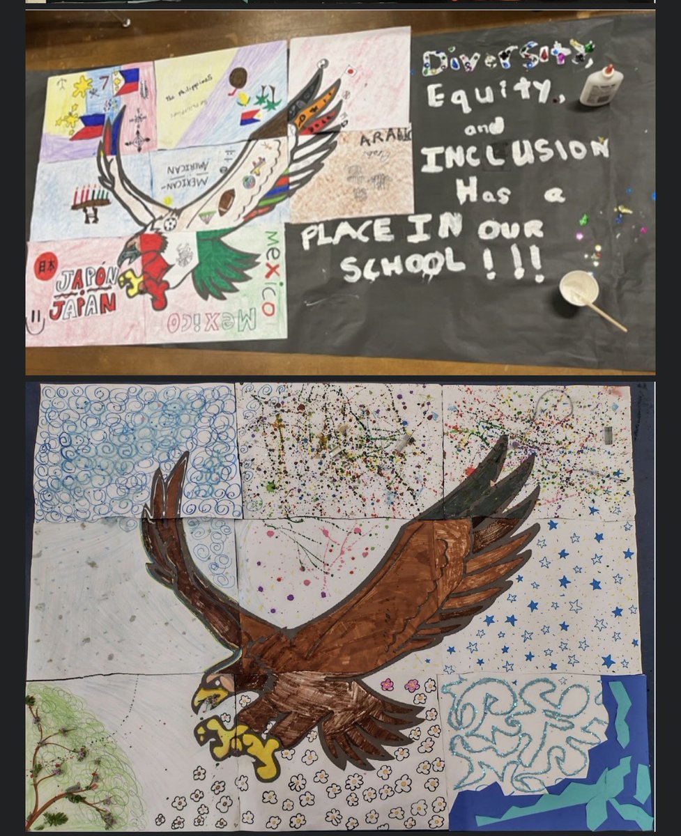 EAHallMS's tweet photo. Advisory classes got creative and decorated a giant Falcon posters!! 
Check out some of their art work!! 🎨 https://t.co/PsRGCzI2o9
