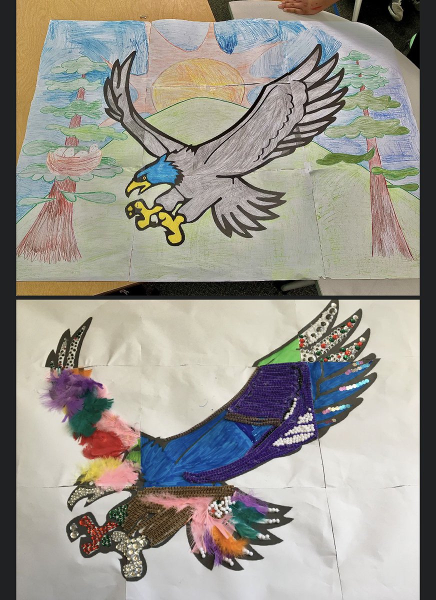 EAHallMS's tweet photo. Advisory classes got creative and decorated a giant Falcon posters!! 
Check out some of their art work!! 🎨 https://t.co/PsRGCzI2o9