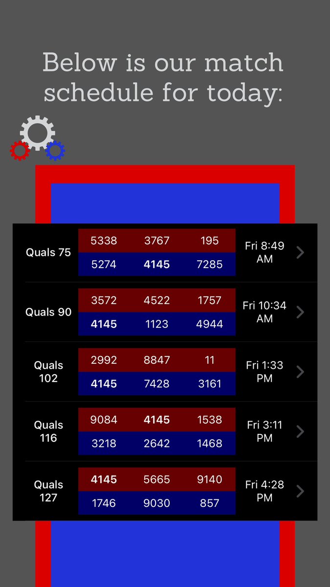worbots4145's tweet photo. The WorBots have 5 matches today! This is the final day of qualifying matches, tomorrow is all playoff matches. Good Luck WorBots!
Link to watch virtually: https://t.co/ILZfEkLOJi
#robotsareback #FIRSTChamp #makeitloud https://t.co/B6AIl69oRm
