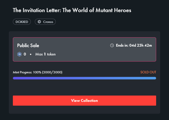 cslim_aiart's tweet photo. "The Invitation: World of Mutant Heroes"
⚡3000 NFTs, sold out in 12 minutes! 😍
#Crofarm #Mintheads Thank you so much! @MintedNetwork
I will prepare holder snapshots and prepare for AL selection!
#cro #cronos https://t.co/PNL2RqaL2Q