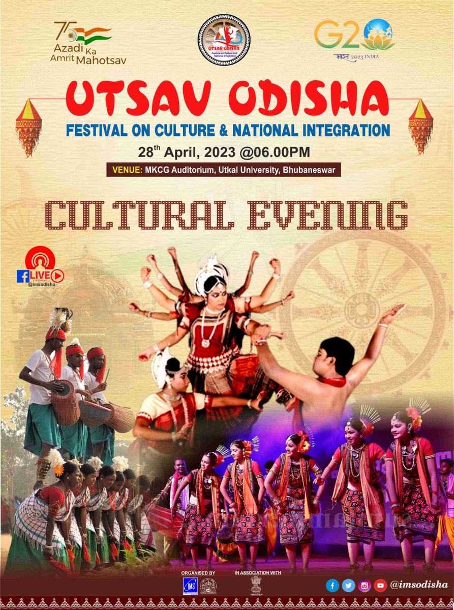 imsodisha's tweet photo. #UtsavOdisha | Folk artistes will steal the show at the cultural evening with their traditional dance performances. Save your date. #MyStateMyPride #G20 #AzadiKaAmritMahotsav @g20org @MinOfCultureGoI @Culturedeptt https://t.co/kp1IvvFAue