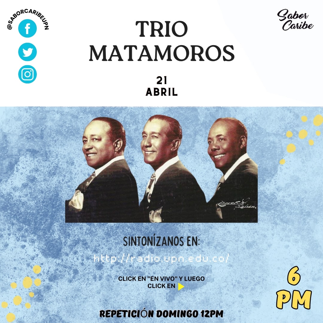 SaborCaribeUpn's tweet photo. 💃Prepárense para disfrutar del homenaje al maravilloso Trio Matamoros con su álbum "Ciro Cueto y Miguel" del año 1981🎶
Sintonízanos por la emisora de La Pedagógica Radio 📻 Hoy VIERNES 21 de Abril a las  6pm por el siguiente link 🔗 https://t.co/DjalVfkAGM click "EN VIVO" ▶️ https://t.co/xfY2Ve6Wv6