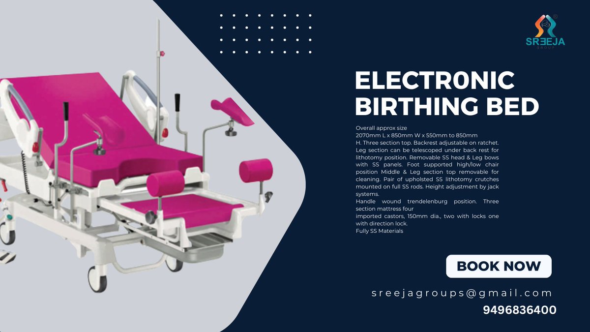 ELECTRONIC BIRTHING BED :-
sreejagroups.com

#hospitalbeds #hospitallife #healthcaredesign #heathcareindustry  #hospitaldesign #hospitalequipment #hospitalroom #Hospitality