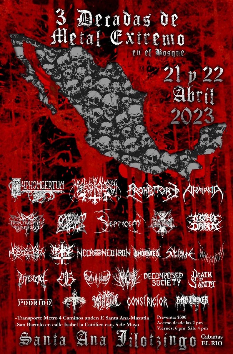 BBeat105's tweet photo. Hoy hay estos shows:

- En el @hdxcircusbar, @PestilenceO, #Putrescence y #ThroughTorment. @chamucoprods
 #HellfireProductions

- En Santa Ana Jilotzingo, el #3DecadasDeMetalExtremoEnElBosque, dos días de metal nacional extremo

En cuál los veremos?

#StayBlast
#BlastBeat105 https://t.co/ZSRBqcX7hG