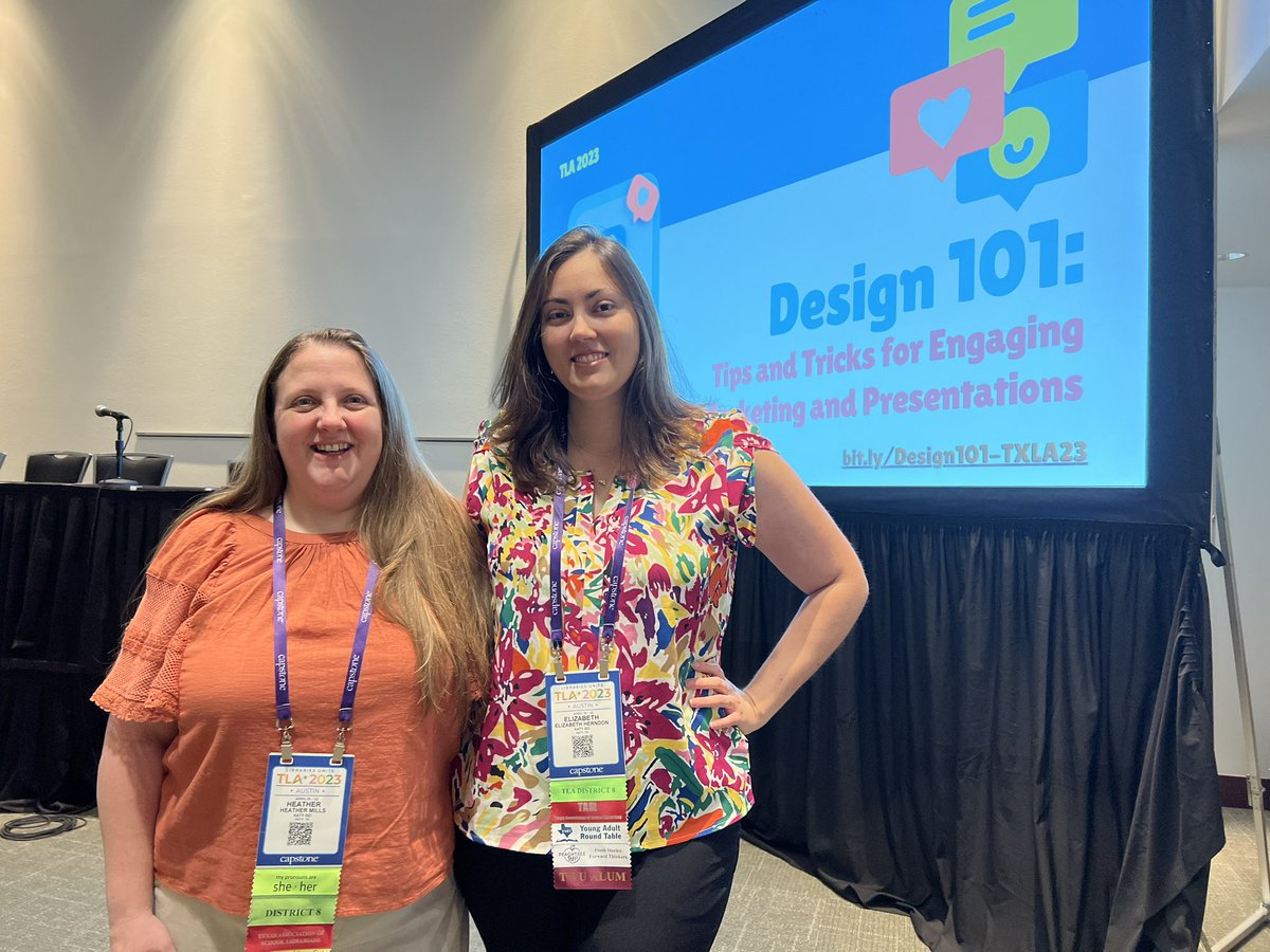 We are ready to present Design 101! Come check it out! #txla23 @katy_libraries #katylibraries @hrorr5 @BeckJHLibrary @BeckJuniorHigh @MRJHLibrary @TXLA