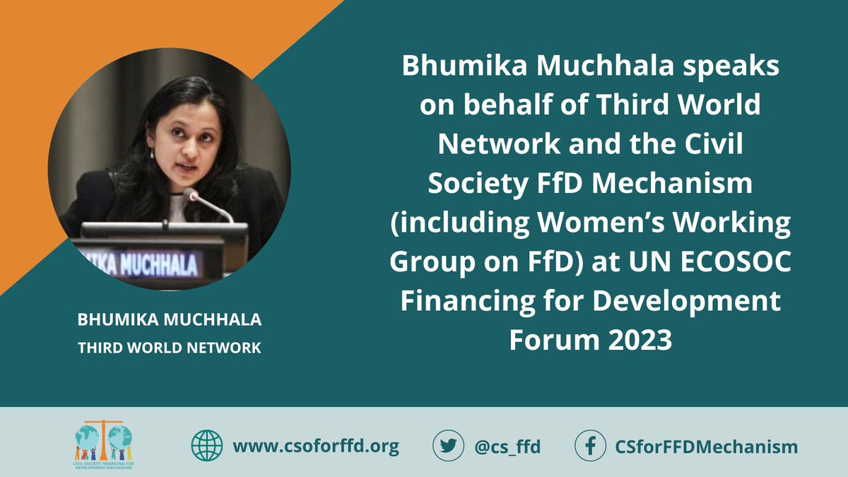 cs_ffd's tweet photo. Missed watching our interventions? Check out this 🧵where @Bhumika820 of @3rdworldnetwork
highlights systemic issues to achieve #EconomicJustice and the way forward.
#FfD4 #FfD2023 #Fin4Dev #EconomicJustice https://t.co/UcU3IQFcIP