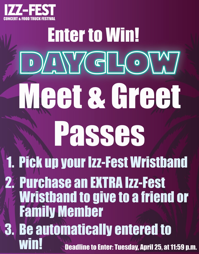 SEAStamucc's tweet photo. 🎫 ENTER TO WIN YOUR DAYGLOW MEET AND GREET PASS 🤩

There are two ways to enter to win a Dayglow Meet and Greet Pass for your and a friend for the Izz-Fest: Concert and Food Truck Festival 👇️👇️👇️

DM us with questions or for alt captions! https://t.co/pec6Bbwtev