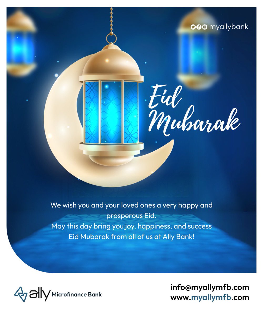 myallybank's tweet photo. We wish you and your loved ones a very happy and prosperous Eid.
May this day bring you joy, happiness, and success
Eid Mubarak from all of us at Ally Bank!
#GoWithAlly https://t.co/1iFiwzfrsR