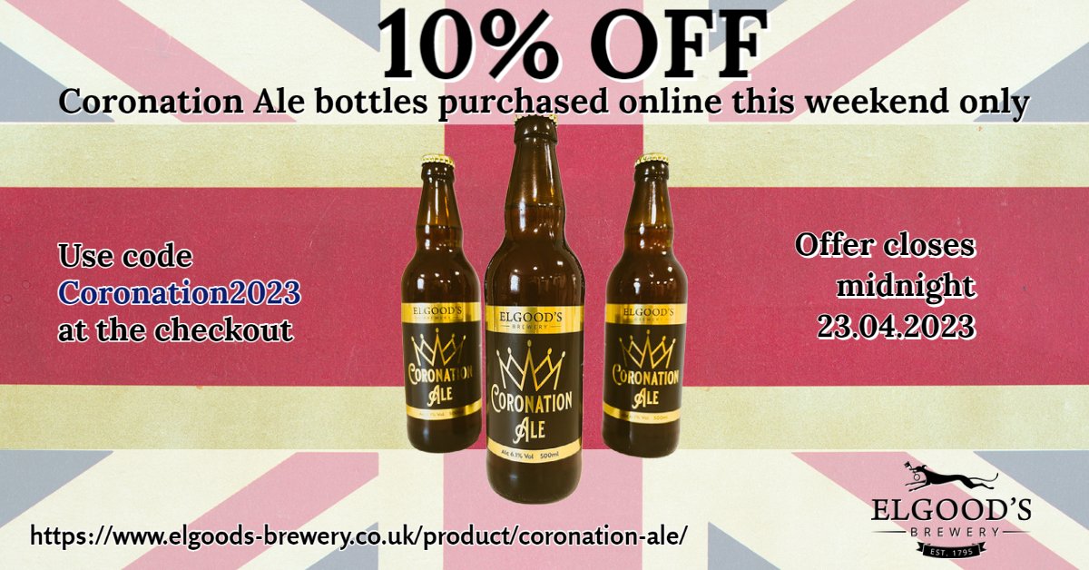This weekend only, save 10% off bottles of Coronation Ale purchased through our online shop.  Use code Coronation2023 at checkout!

elgoods-brewery.co.uk/product/corona…

#elgoodsbrewery #coronationale