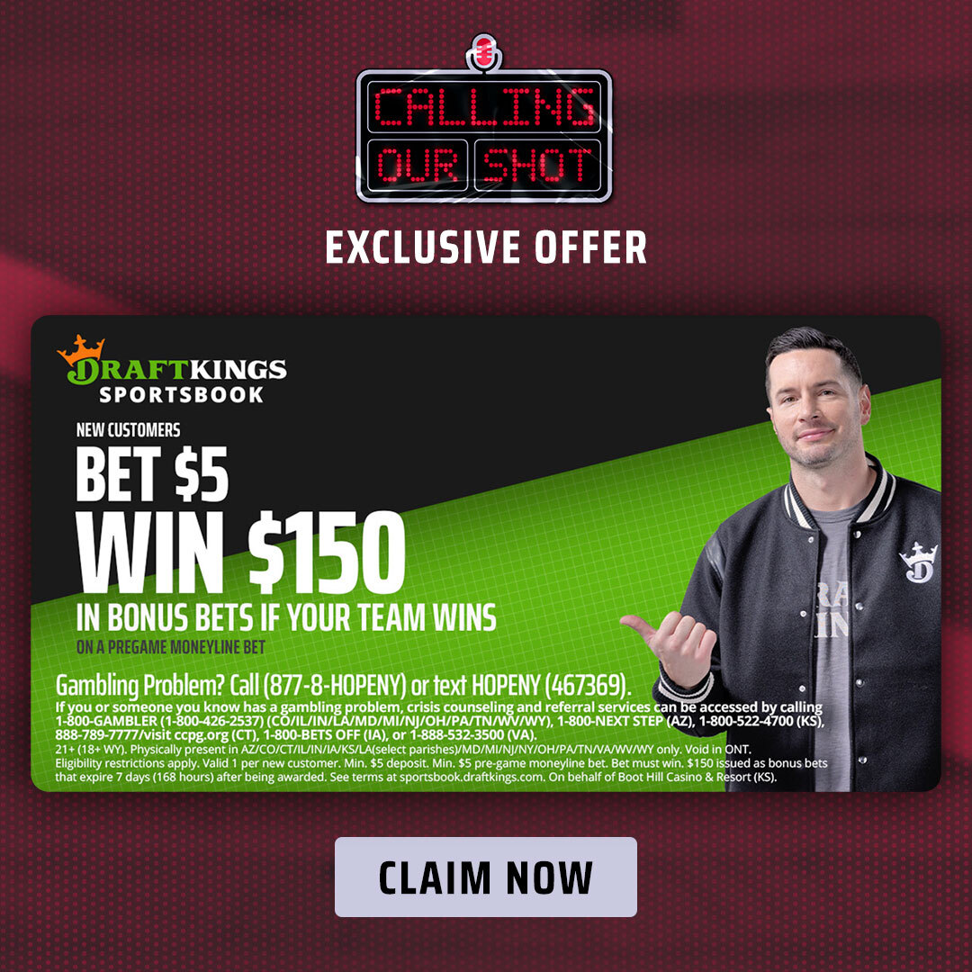 CallingOurShot's tweet photo. 🚨GET +3000 ODDS ON ANY TEAM TONIGHT 🚨

New users with DraftKings Sportsbook can turn a $5 moneyline bet into $150 on any team tonight!

TO CLAIM: 

1. SIGN UP https://t.co/4F6zr8ibzs
2. MAKE A $5 ML BET ON ANY TEAM TONIGHT
3. GET $150 IN SITE CREDITS IF YOUR BET WINS! https://t.co/XHcpw2fnEf