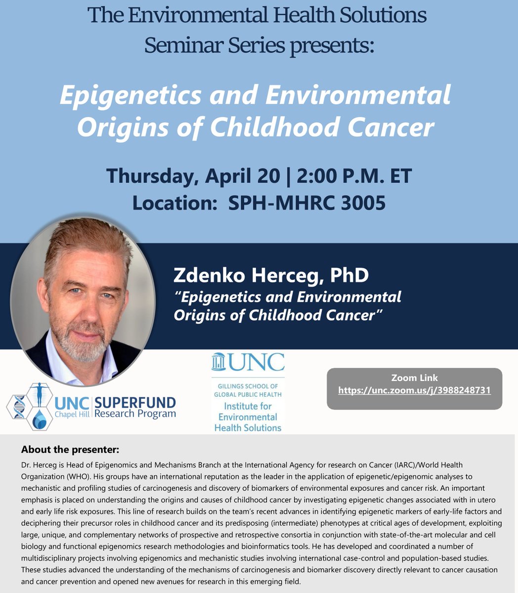 Excited to be invited #seminar #speaker at University of North Carolina at #ChapelHill. Highly stimulating &amp; constructive discussions with collaborators on impact of in utero exposures on #epigenome and #childhoodcancer risk. I thank prof Rebecca Fry for  invitation &amp; discussions