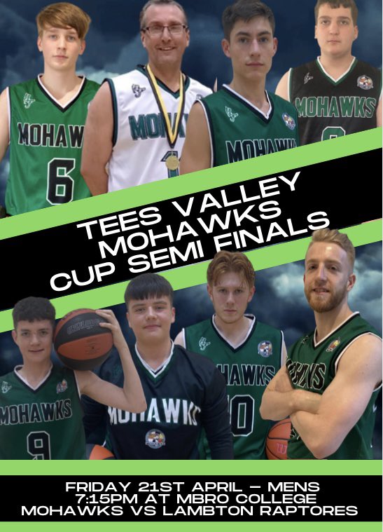 Mohawks men cup semi final tonight at 7:15pm at Middlesbrough College. #proudtobeamohawk