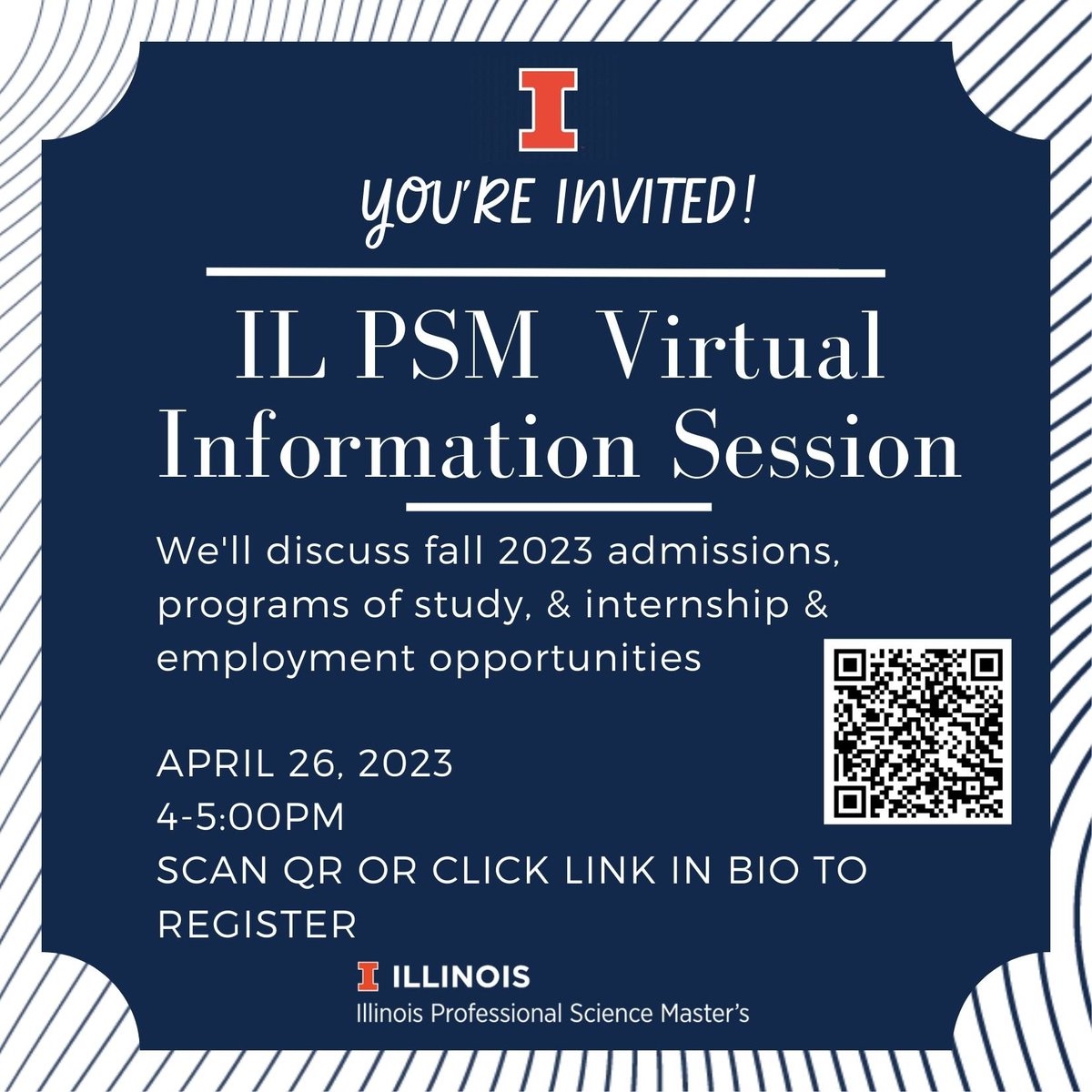 Interested in advancing your career in Food Science/Human Nutrition? Check out this info session on the IL PSM Program next Wednesday, April 26th!