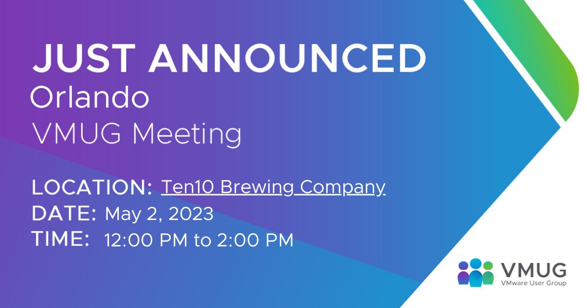Please join us for our next Orlando VMUG Meeting sponsored by Pure Storage!
May 2, 2023 from 12:00 PM to 2:00 PM
Register here: my.vmug.com/s/community-ev…
#OrlVMUG #PureStorage #VMUG