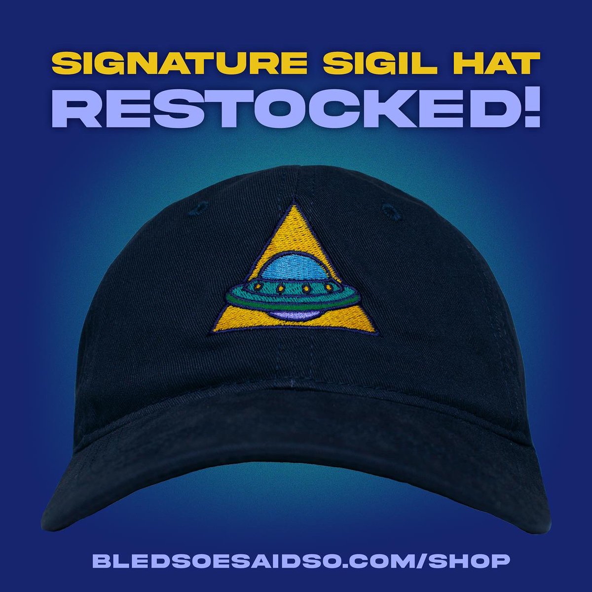 BledsoePodcast's tweet image. We’re sooo excited to announce that our Signature Sigil Hat is restocked! Each comes with a Signature Sigil Sticker and a signed insert from the #bledsoesaidso crew. Check it out here: bledsoesaidso.com/shop/p/bss-sig… 🧢🛸🌟