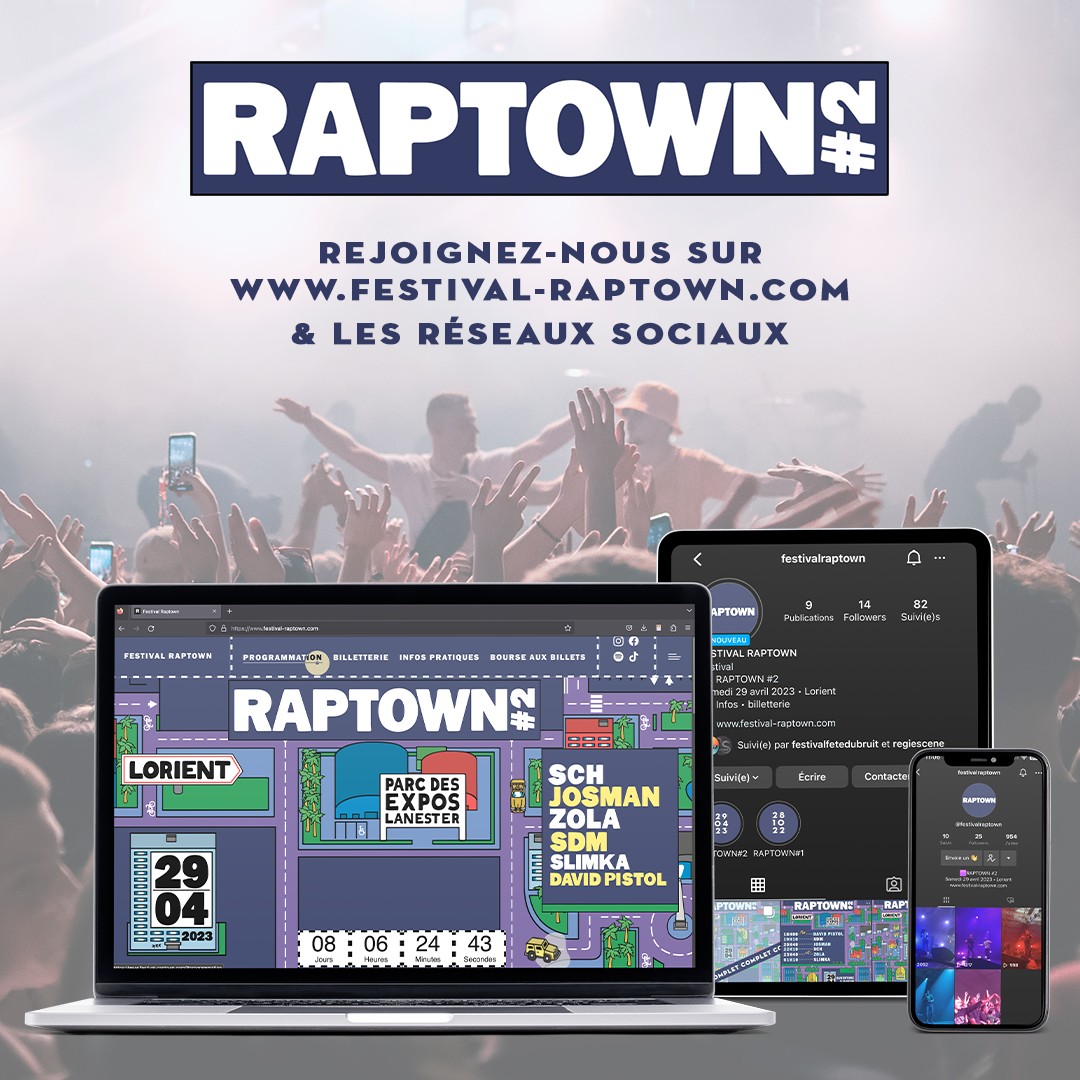 🟪#festival #raptown | Infos pratiques, prog', horaires des concerts, bourse aux billets : le site internet festival-raptown.com est là !
📲 Suivez <a href="/festivalraptown/">Festival Raptown</a> sur Instagram et TikTok pour découvrir les coulisses et les moments forts du festival !