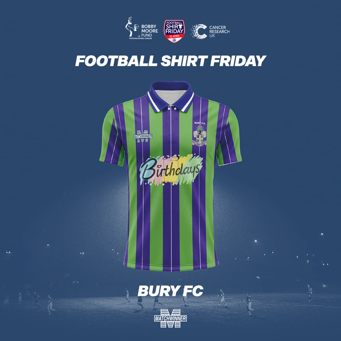 This one is for the @buryfcofficial fans out there as we throw it back with the 94-95 Away Shirt! 💜💚 To be in with a chance of winning simply: 👍 Like 👋 Follow 🔁 Retweet 💬 Tag 3 friends #Matchwinner | #FootballShirtFriday