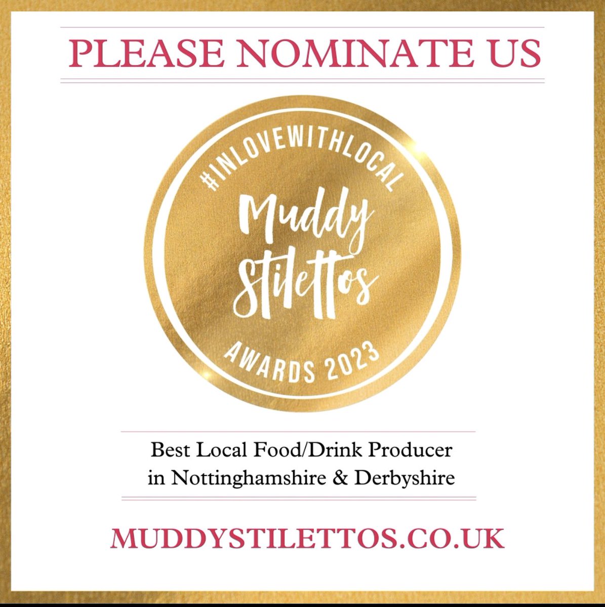 Attention all Withers Gin fans! We need your help!

Click the link, enter your email and vote for us before the 8th May. It only takes a few seconds, your support would mean the world to us.

Thank you 

muddystilettos.co.uk/awards/nominat…
<a href="/muddystilettos/">Muddy Stilettos</a> #MuddyAwards2023 #InLoveWithLocal