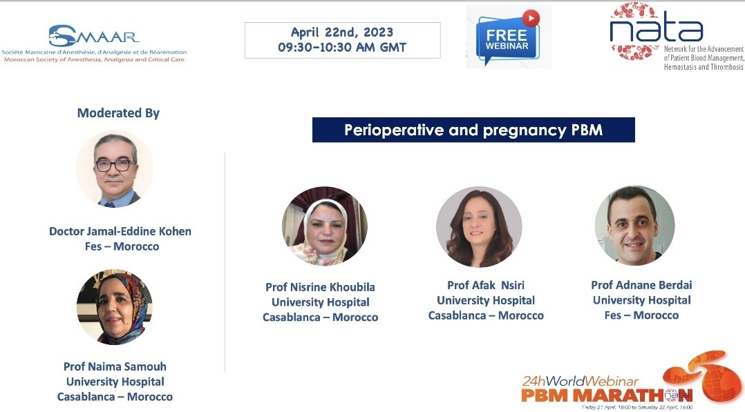 Afak Nsiri (@afaknsiri) on Twitter photo The Moroccan Society of Anesthesia , analgesia and intensif care will Join the PBM Marathon in April 22, 2023 at 9:30 AM GMT
Register here
abbit-eu.zoom.us/meeting/regist…
<a href="/AminaBenyoucef5/">Amina Benyoucef</a> <a href="/OuahidRahil/">Rahil Ouahid</a> <a href="/SPOOA_PM_AFRICA/">SPOOA-PM AFRICA SAFE ANESTHESIA</a> <a href="/BouarroudjN/">Bouarroudj Noreddine</a> <a href="/mac_eden/">Adnane Lahlou</a> The Moroccan Society of Anesthesia , analgesia and intensif care will Join the PBM Marathon in April 22, 2023 at 9:30 AM GMT
Register here
abbit-eu.zoom.us/meeting/regist…
<a href="/AminaBenyoucef5/">Amina Benyoucef</a> <a href="/OuahidRahil/">Rahil Ouahid</a> <a href="/SPOOA_PM_AFRICA/">SPOOA-PM AFRICA SAFE ANESTHESIA</a> <a href="/BouarroudjN/">Bouarroudj Noreddine</a> <a href="/mac_eden/">Adnane Lahlou</a>