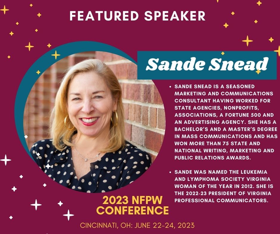 Sande Snead will be presenting "Managing $2.6 million in marketing and advertising from 3,000 miles away during COVID."