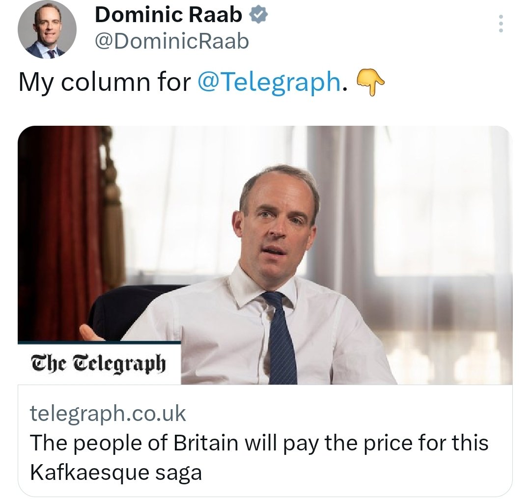 Femi_sorry's tweet photo. Only a Tory could get found guilty of bullying, and declare his innocence by threatening the whole country.

Bye Dominic Raab ! 
@DominicRaab https://t.co/gLWMBNhU1e